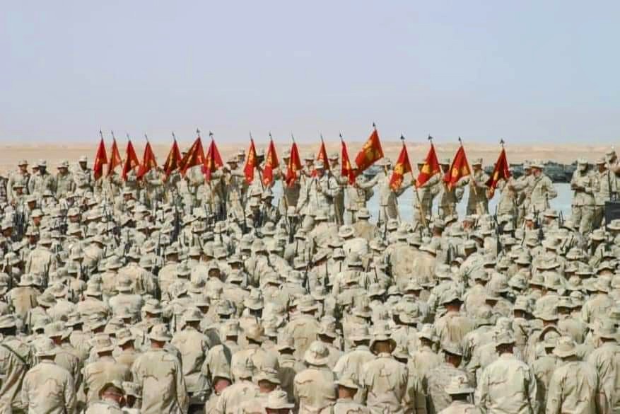 11th Marines in Kuwait being addressed before imaging Iraq